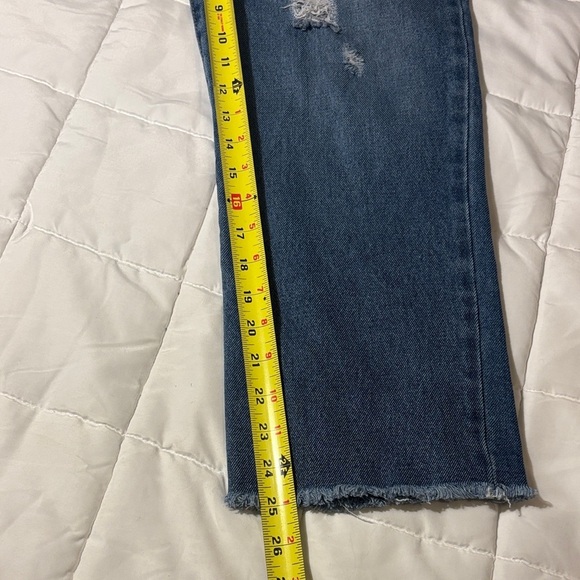 Sincerely Jules High Waisted Straight Wide Leg Frayed Hem Jeans - Picture 8 of 11